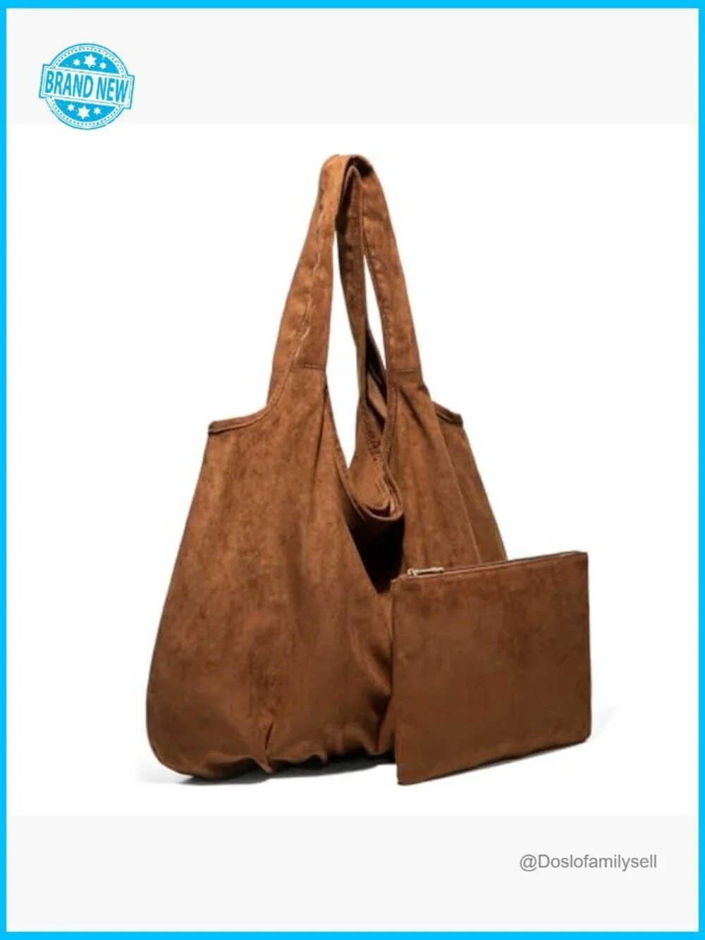 Slouchy Hobo Shoulder Bag Faux Suede Minimal Chic Tote Purse Satchel